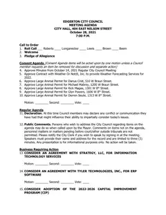 First page of the agenda