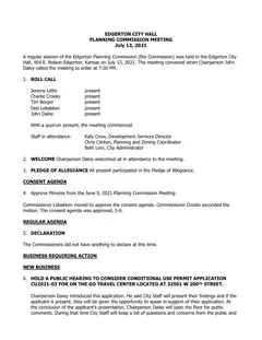 First page of the minutes