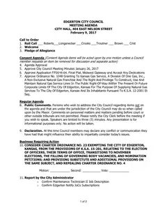First page of the agenda packet