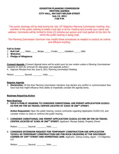 First page of the agenda