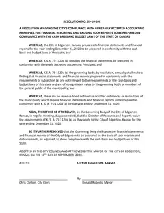 First page of Resolution No. 09-10-20C, the City’s copy