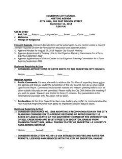 First page of the agenda packet