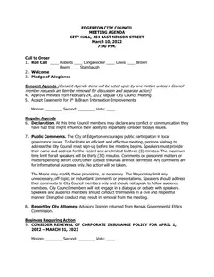 First page of the agenda packet