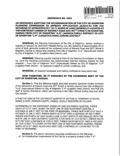 First page of Ordinance No. 2004, the City’s copy