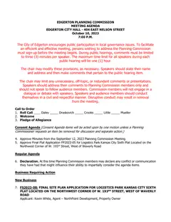 First page of the agenda packet