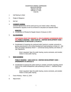 First page of the agenda packet