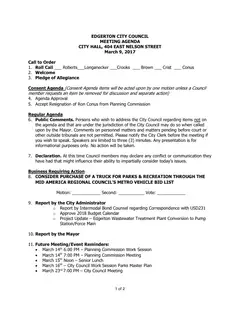 First page of the agenda packet