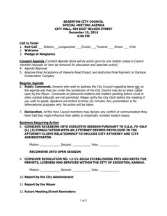 First page of the agenda packet