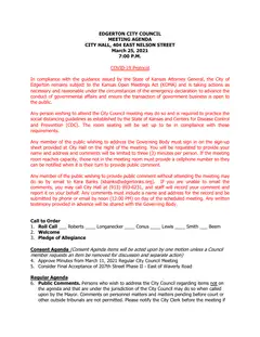 First page of the agenda packet