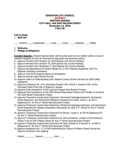 First page of the agenda packet