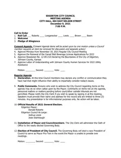 First page of the agenda