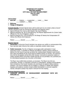 First page of the agenda