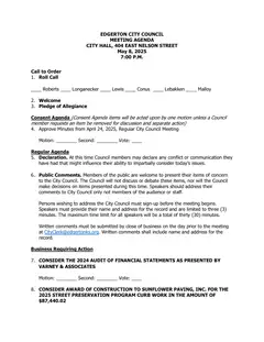 First page of the agenda