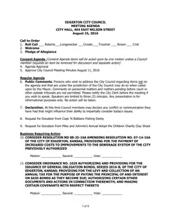 First page of the agenda packet