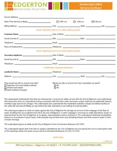 First page of Residential Service Contract