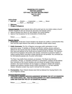 First page of the agenda packet