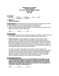 First page of the agenda