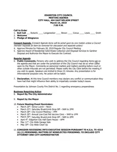 First page of the agenda packet