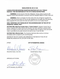 First page of Resolution No. 05-12-22A, the City’s copy