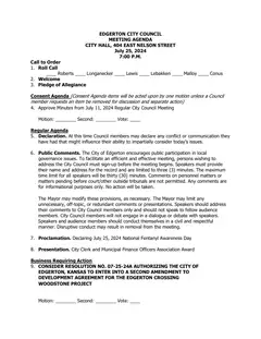 First page of the agenda