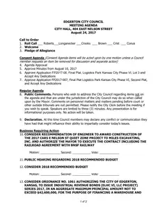 First page of the agenda packet
