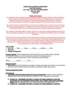 First page of the agenda packet part a