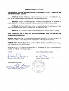 First page of Resolution No. 07-14-22A, the City’s copy