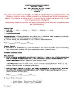 First page of the agenda packet