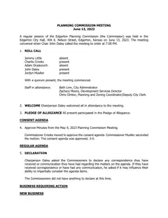 First page of the minutes