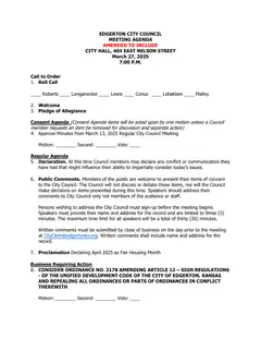 First page of the agenda packet