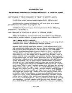 First page of Ordinance No. 2058, the City’s copy