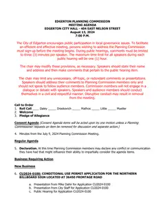 First page of the agenda packet