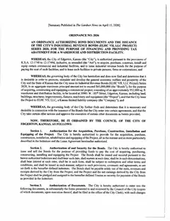 First page of Ordinance No. 2036, the City’s copy