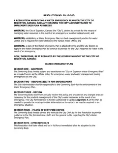First page of Resolution No. 09-10-20D, the City’s copy