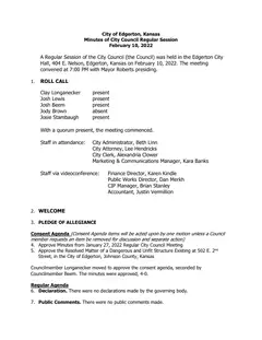 First page of the minutes