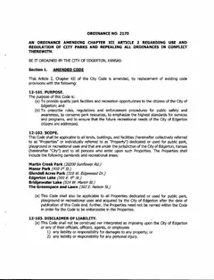 First page of Ordinance No. 2170, the City’s copy