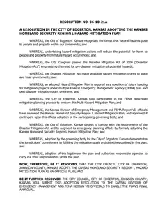 First page of Resolution No. 06-10-21A, the City’s copy