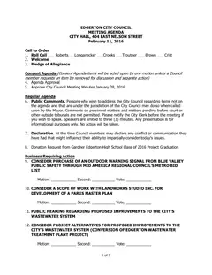 First page of the agenda packet