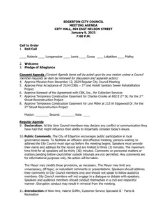 First page of the agenda packet