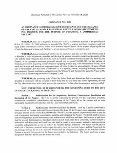 First page of Ordinance No. 2050, the City’s copy