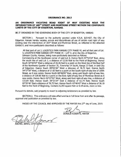 First page of Ordinance No. 2013, the City’s copy