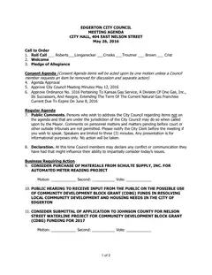 First page of the agenda packet