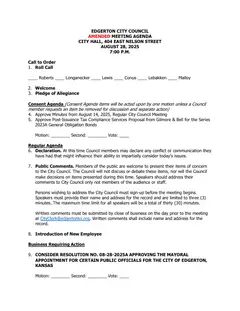 First page of the agenda packet