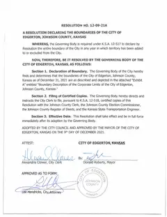 First page of Resolution No. 12-09-21A, the City’s copy