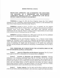 First page of Resolution No. 11-18-21A, the City’s copy