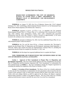 First page of Resolution No. 07-08-21A, the City’s copy