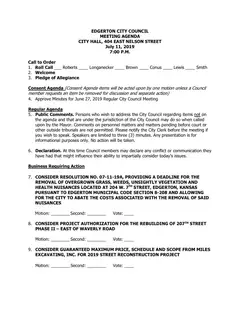 First page of the agenda packet
