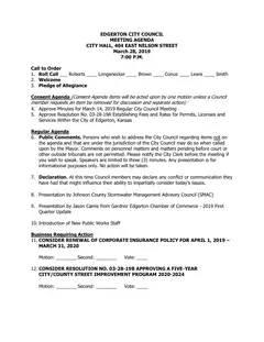 First page of the agenda packet