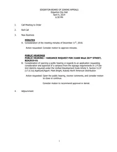 First page of the agenda packet - bza