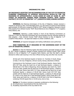 First page of Ordinance No. 2064, the City’s copy